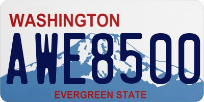 WA license plate AWE8500