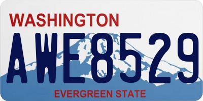 WA license plate AWE8529