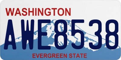 WA license plate AWE8538