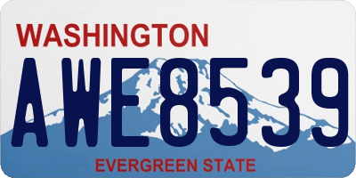 WA license plate AWE8539