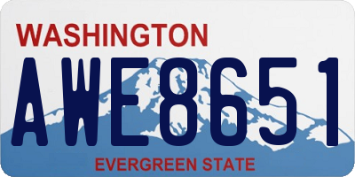 WA license plate AWE8651