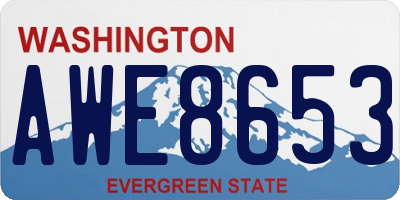 WA license plate AWE8653
