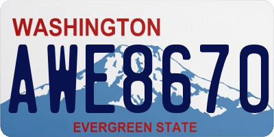 WA license plate AWE8670