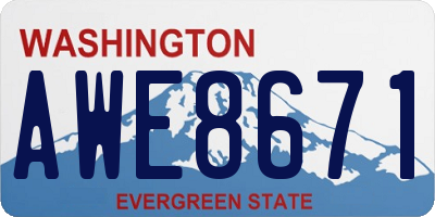 WA license plate AWE8671