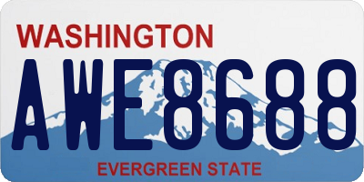 WA license plate AWE8688