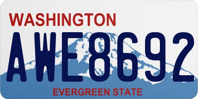 WA license plate AWE8692