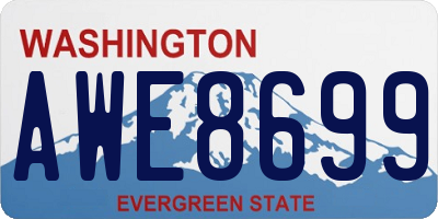 WA license plate AWE8699