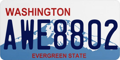 WA license plate AWE8802