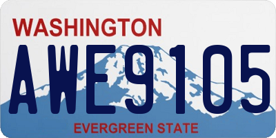 WA license plate AWE9105