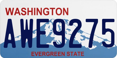 WA license plate AWE9275