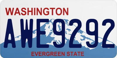 WA license plate AWE9292