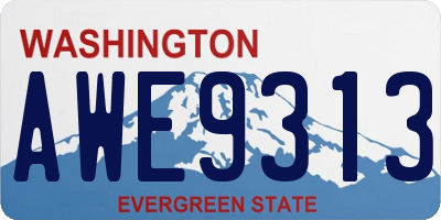 WA license plate AWE9313