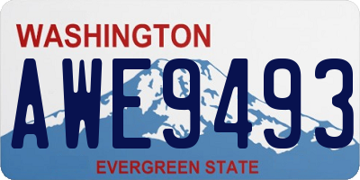 WA license plate AWE9493