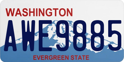 WA license plate AWE9885