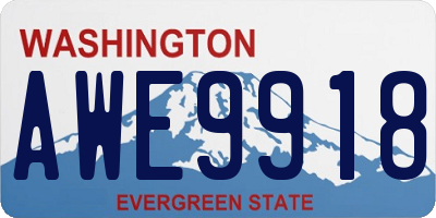 WA license plate AWE9918