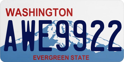WA license plate AWE9922