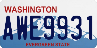 WA license plate AWE9931