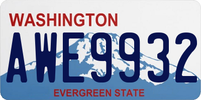 WA license plate AWE9932
