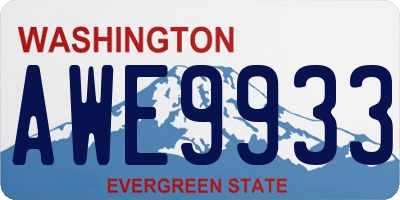 WA license plate AWE9933