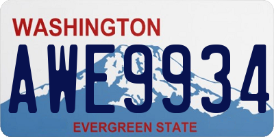 WA license plate AWE9934