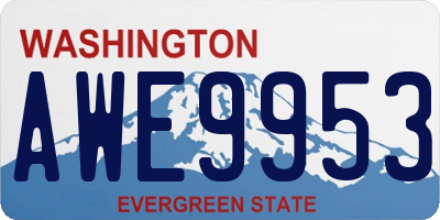 WA license plate AWE9953