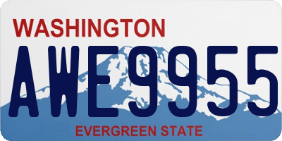 WA license plate AWE9955