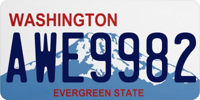WA license plate AWE9982