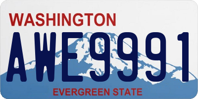WA license plate AWE9991