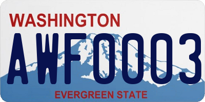 WA license plate AWF0003