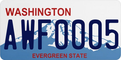 WA license plate AWF0005