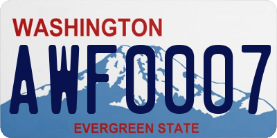 WA license plate AWF0007