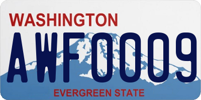 WA license plate AWF0009
