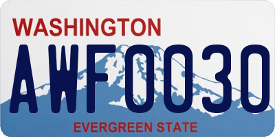 WA license plate AWF0030