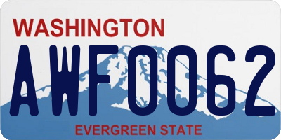 WA license plate AWF0062