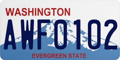 WA license plate AWF0102