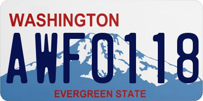 WA license plate AWF0118