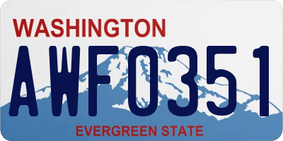 WA license plate AWF0351
