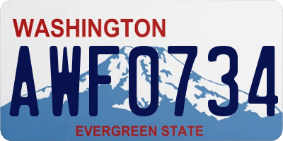 WA license plate AWF0734