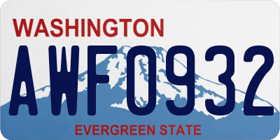 WA license plate AWF0932