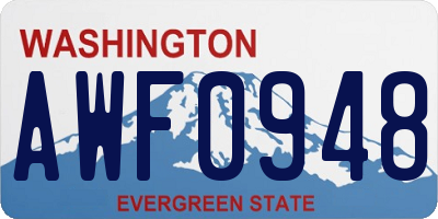 WA license plate AWF0948