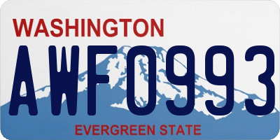 WA license plate AWF0993
