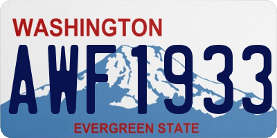 WA license plate AWF1933
