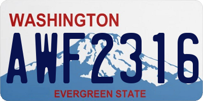 WA license plate AWF2316