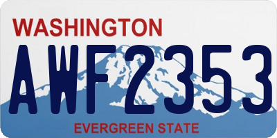 WA license plate AWF2353