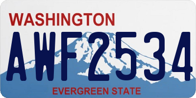 WA license plate AWF2534