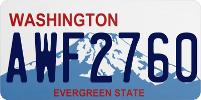 WA license plate AWF2760