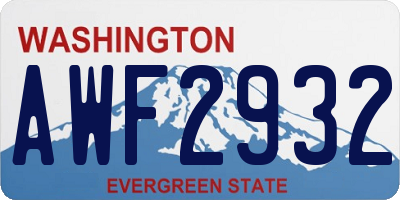WA license plate AWF2932