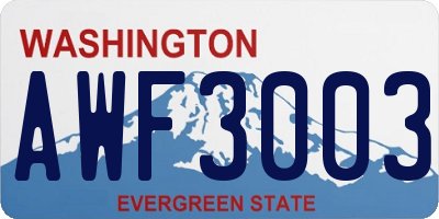 WA license plate AWF3003