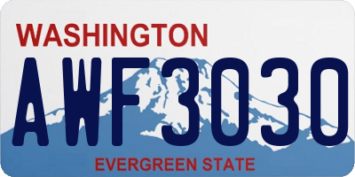 WA license plate AWF3030