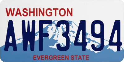 WA license plate AWF3494